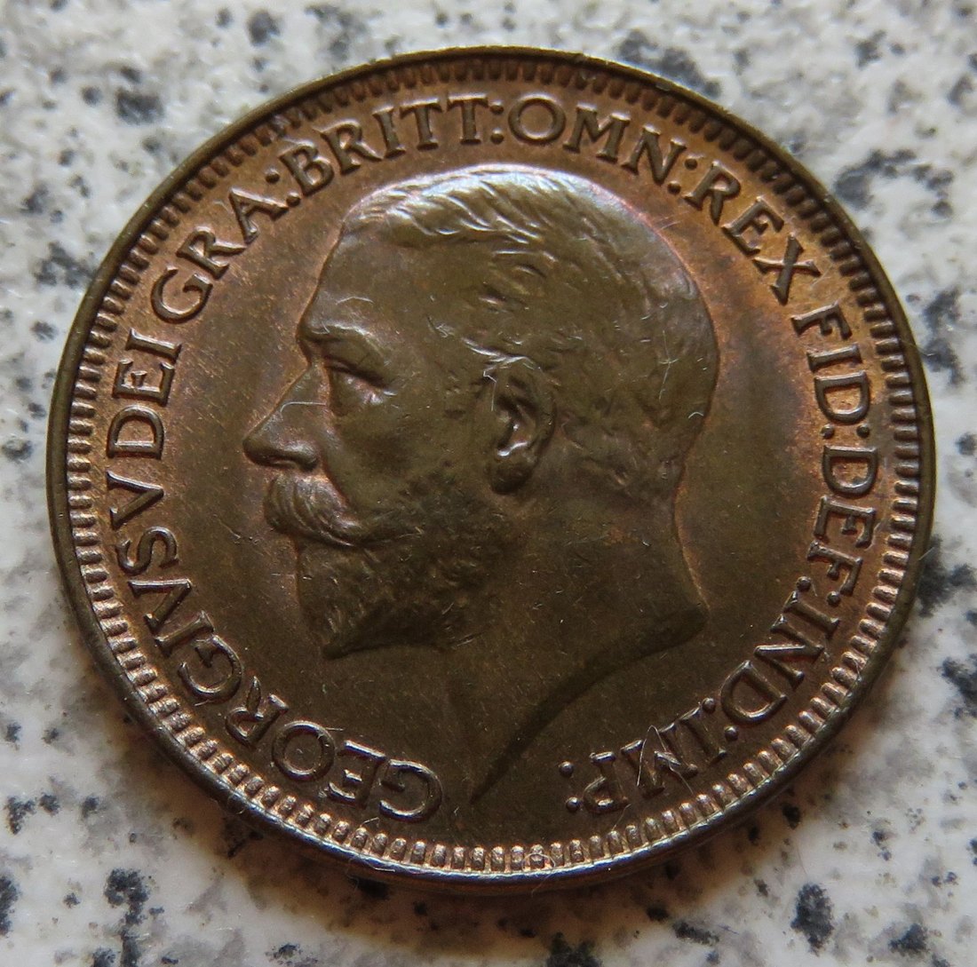  Großbritannien 1 Farthing 1927, Erhaltung!   