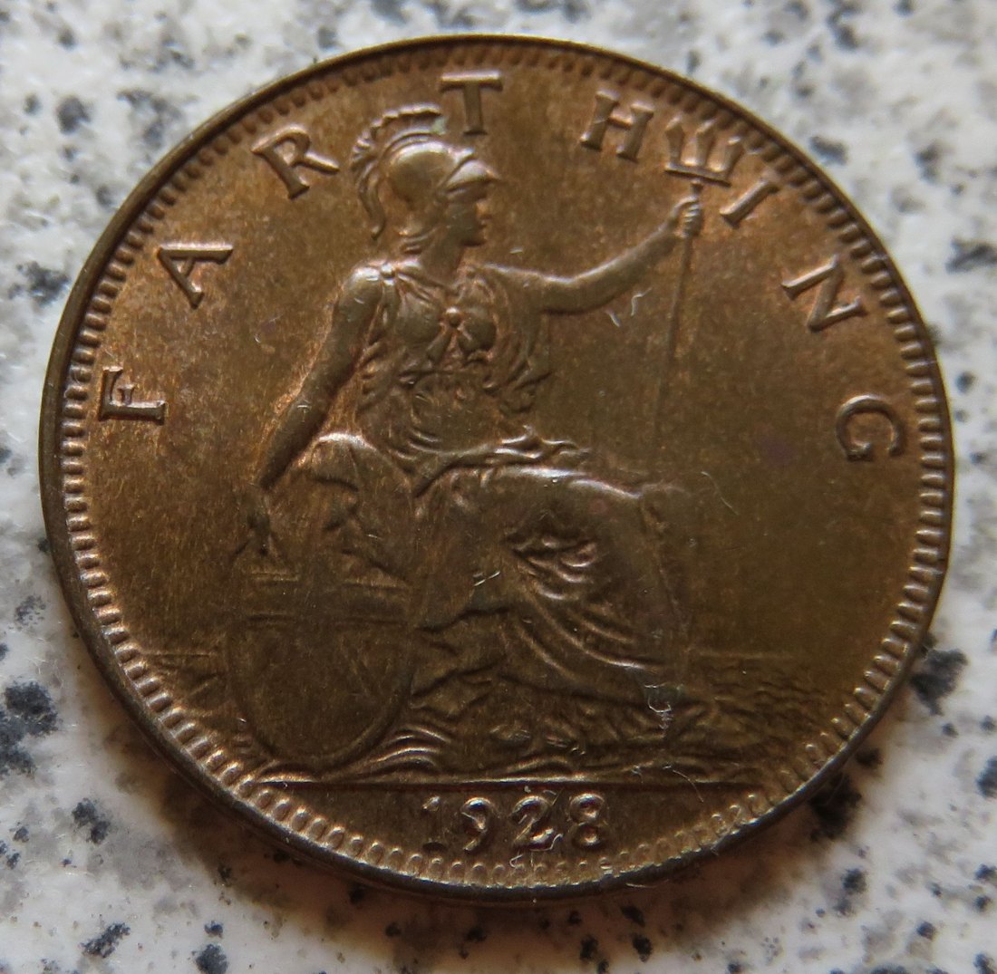  Großbritannien 1 Farthing 1928, Erhaltung   