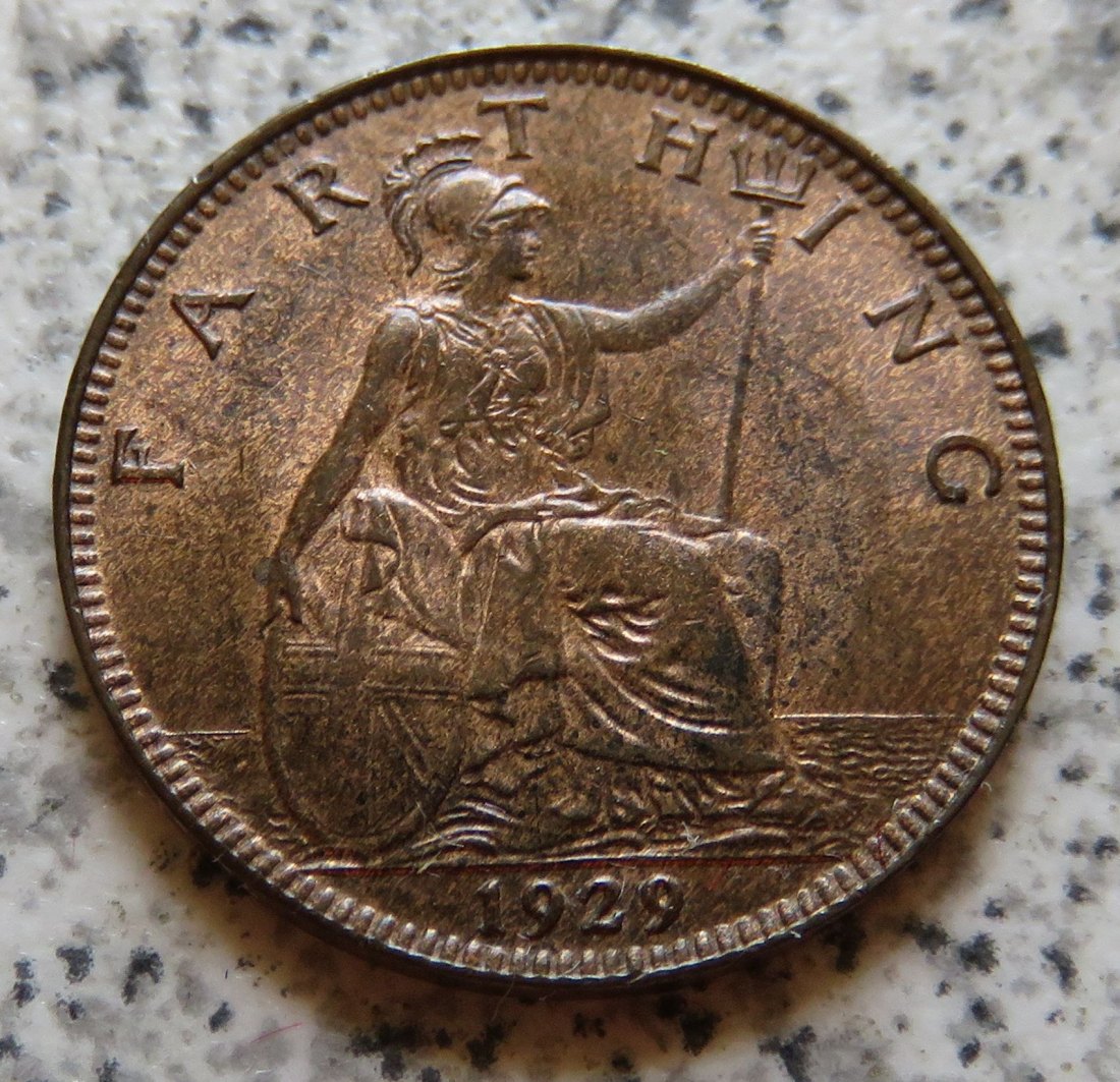  Großbritannien 1 Farthing 1929, Erhaltung   