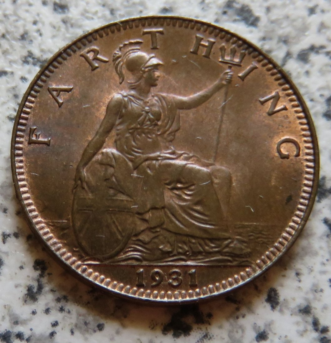  Großbritannien 1 Farthing 1931, Erhaltung   