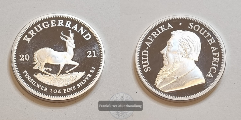  Süd Afrika Silber-Krügerrand 2021  FM-Frankfurt KM#691 Feinsilber: 31,10g   