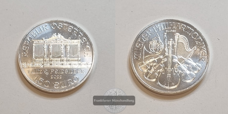  Österreich 1,5 Euro 2022  Wiener Philharmoniker  FM-Frankfurt Feinsilber: 31,1g   