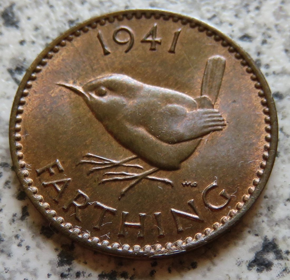 Großbritannien 1 Farthing 1941, Erhaltung   