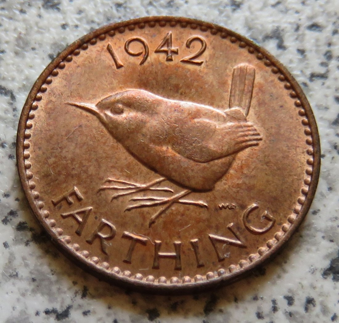  Großbritannien 1 Farthing 1942, Erhaltung   