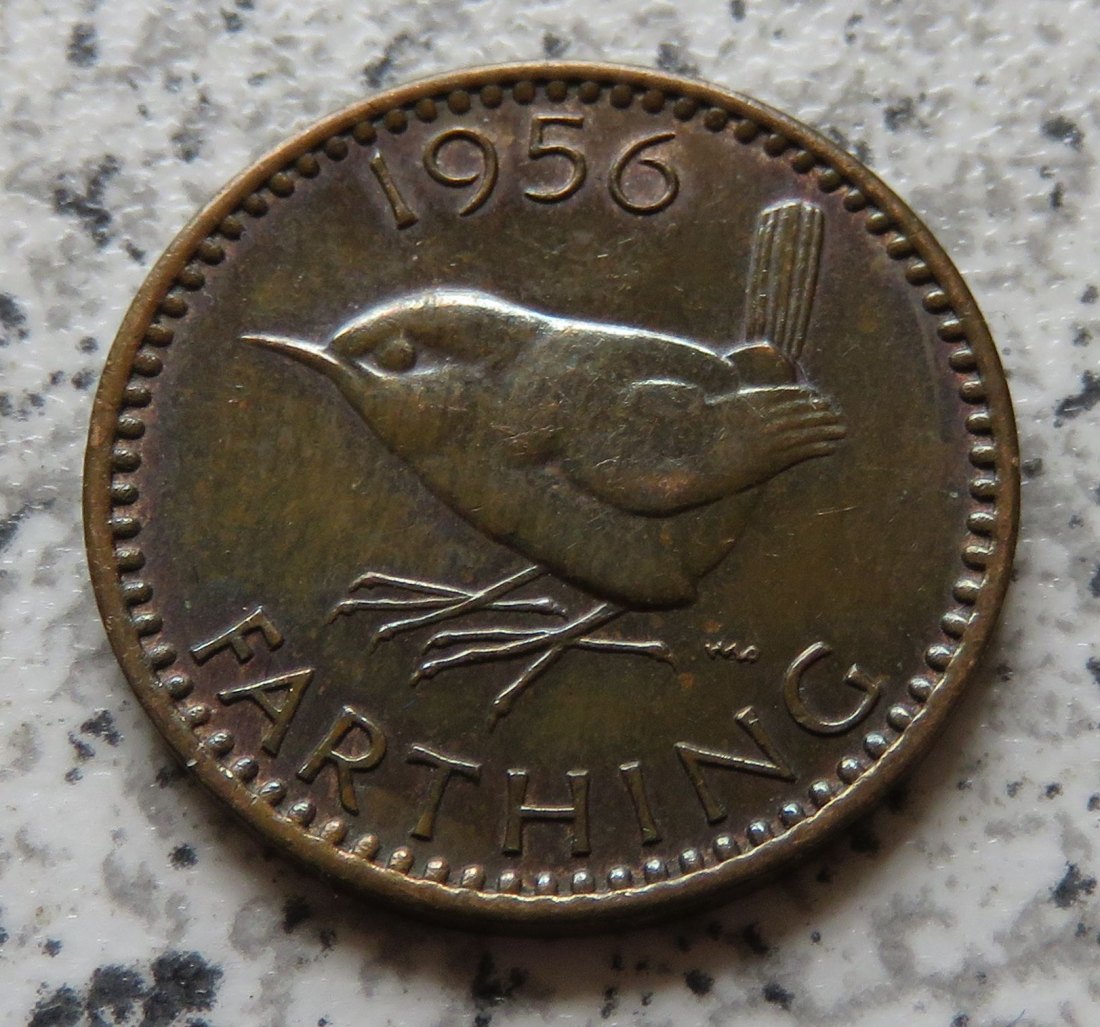  Großbritannien 1 Farthing 1956, bestes Jahr   