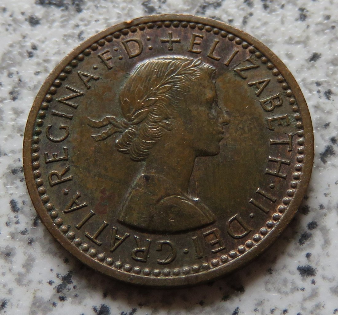  Großbritannien 1 Farthing 1956, bestes Jahr   
