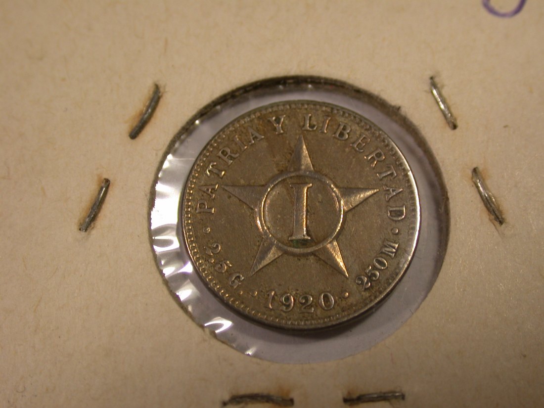J21 Kuba 1 Centavo 1920 in f.vz Silber Originalbilder