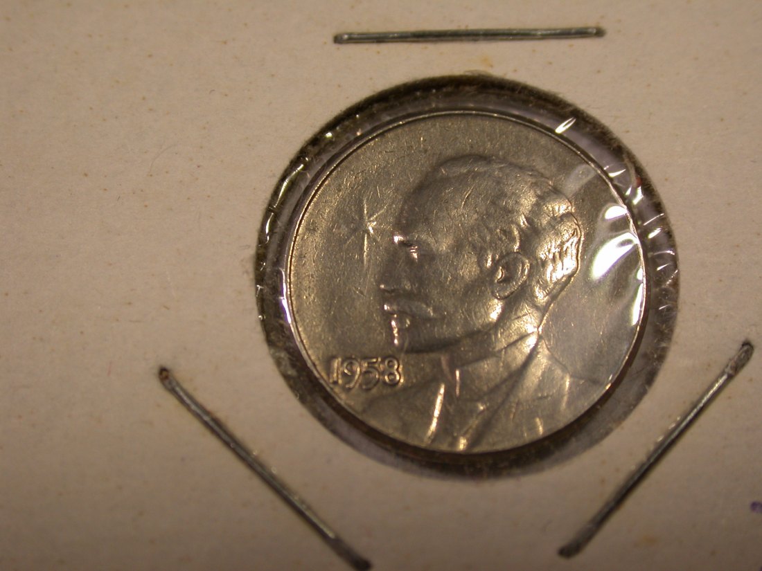 J21 Kuba 1 Centavo 1958 in ss-vz Silber Originalbilder