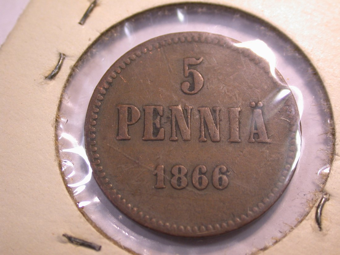  J21  Finnland unter Russland 5 Pennia  1866 in f.ss   Originalbilder   