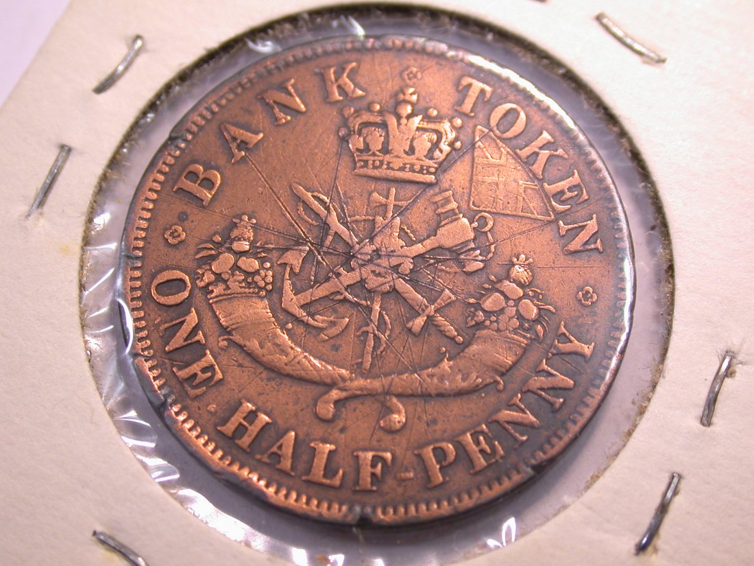  J21  Kanada  1/2 Penny Bank Token 1857 in s/ss   Originalbilder   