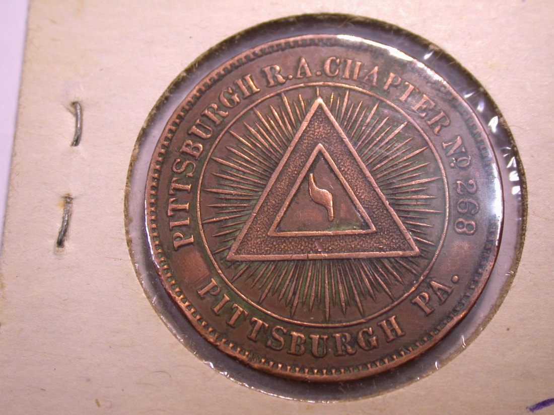  J21 USA Pittsburgh  Masonic Penny 1888 Token vz  Originalbilder   