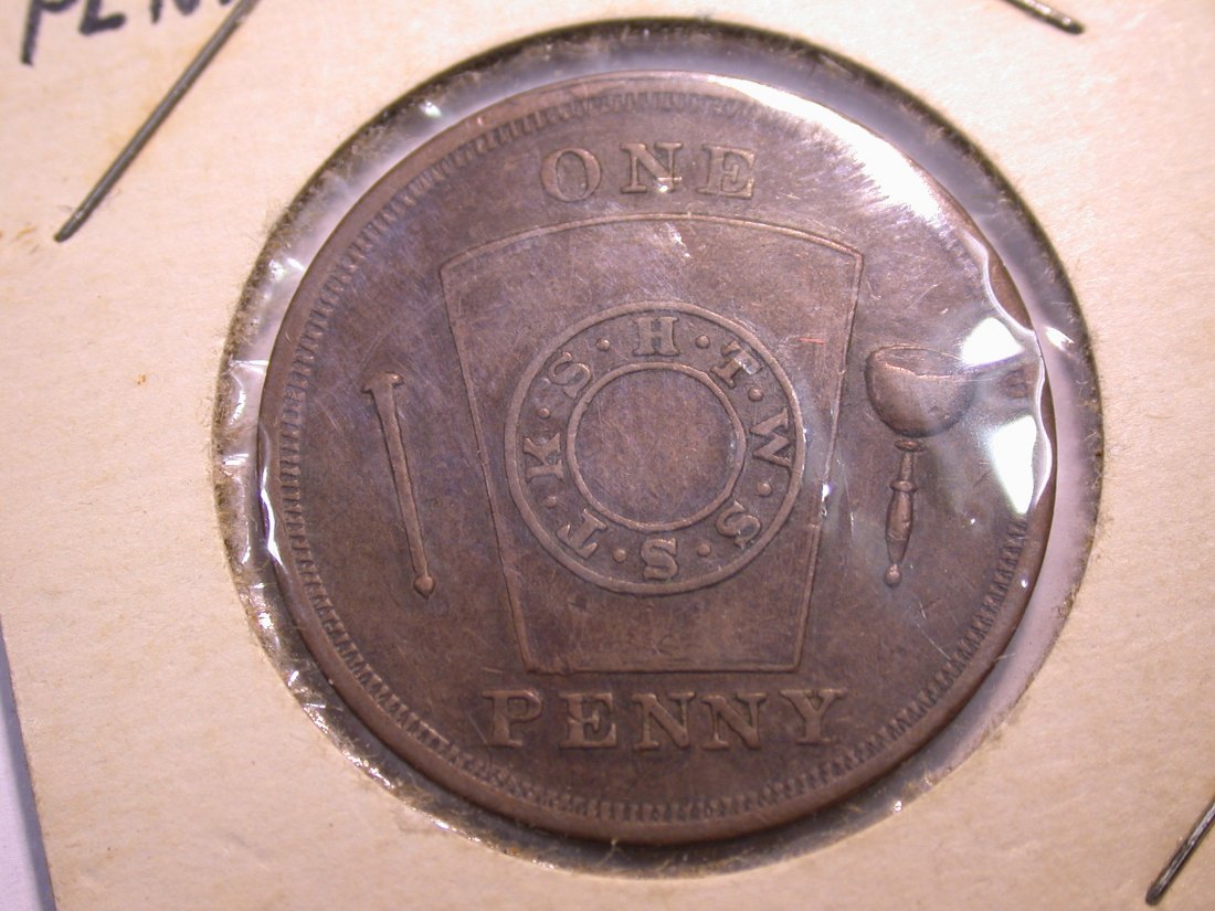 J21 USA Pittsburgh Masonic Penny Token Variante ohne Jahr vz Originalbilder