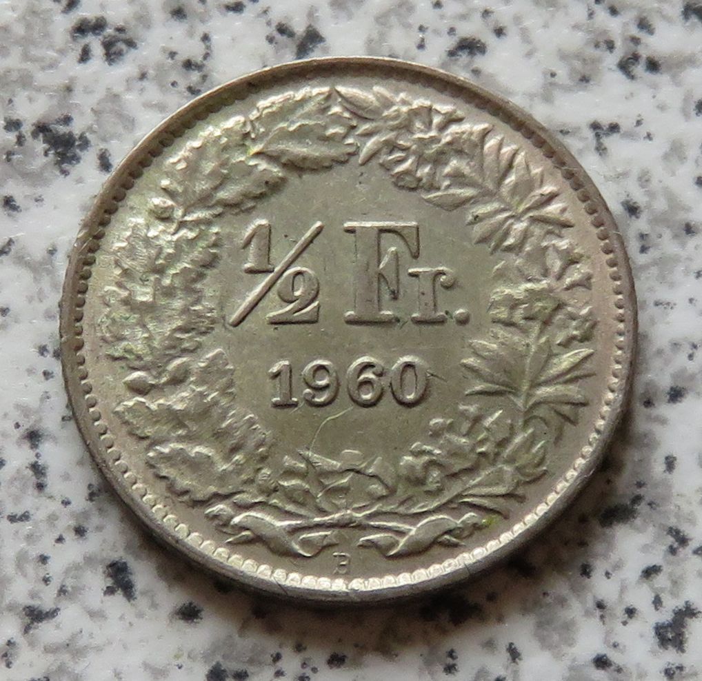  Schweiz 1/2 Franken 1960   