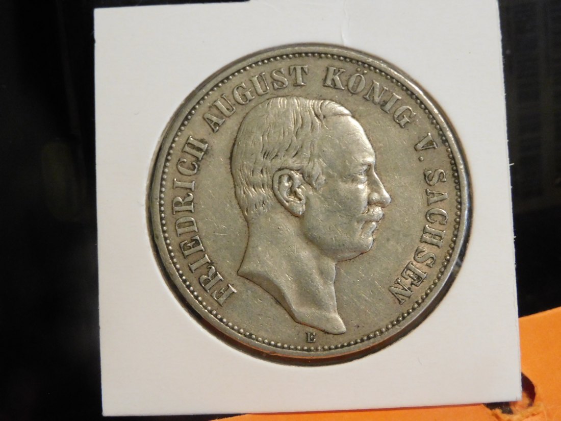 GERMANY 5 MARK 1907 SAXONY.GRADE-PLEASE SEE PHOTOS.