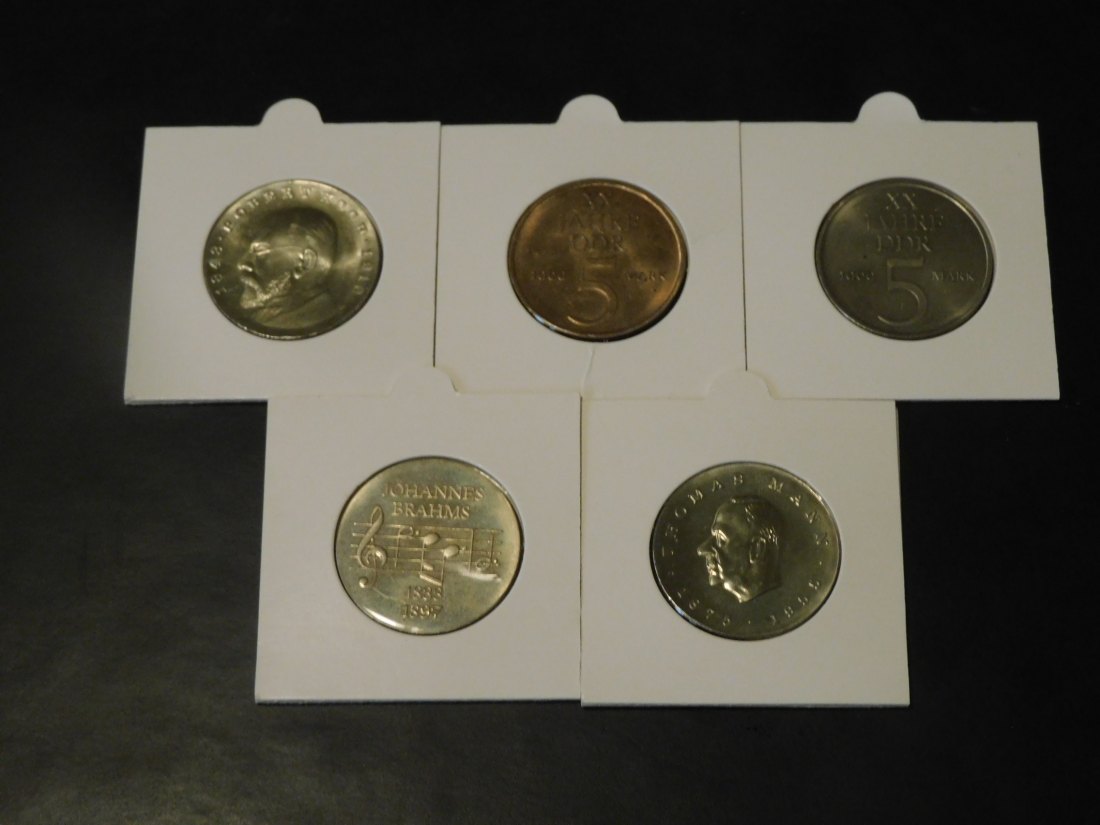 GERMANY 5X 5 MARK 1968-1969 X2-1972-75 DDR.GRADE-PLEASE SEE PHOTOS.