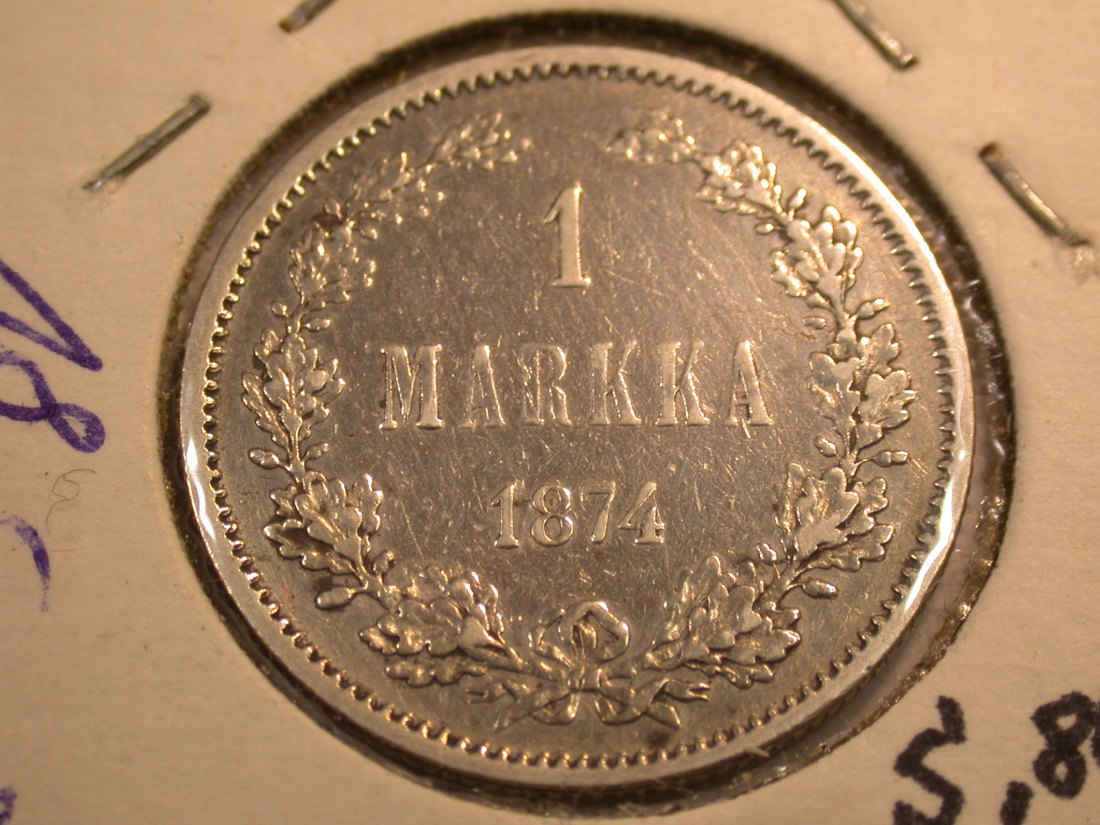  J04  Finnland unter Russland 1 Markka 1874 f.ss   Originalbilder   