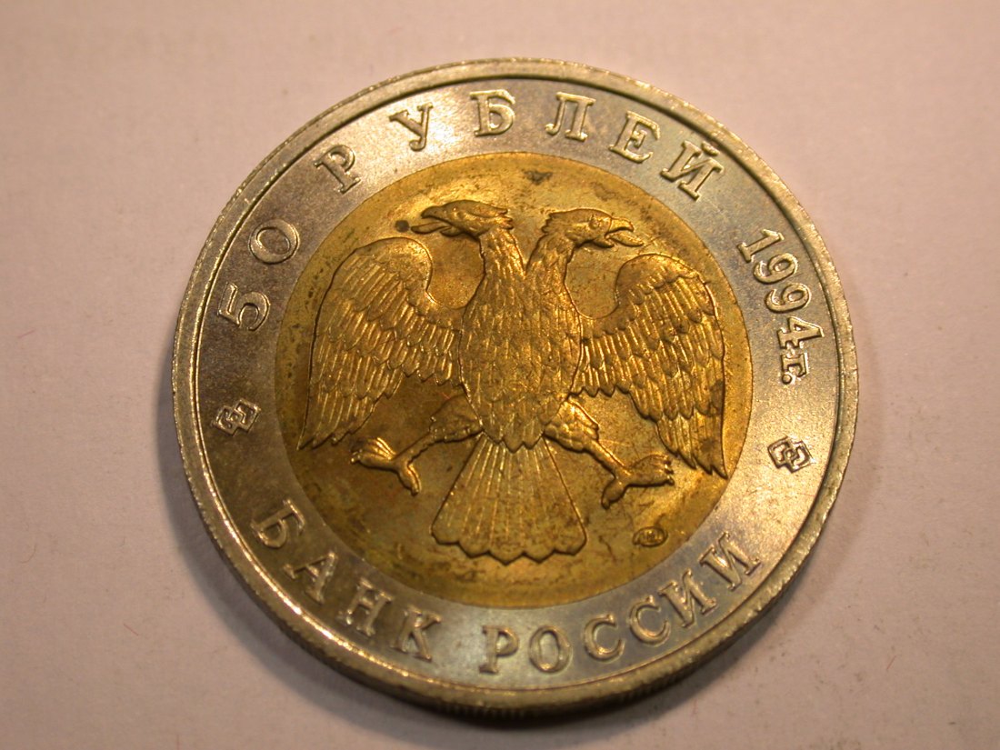  J04  Russland 50 Rubel Bimetall Hamster in f.st/unc   Originalbilder   
