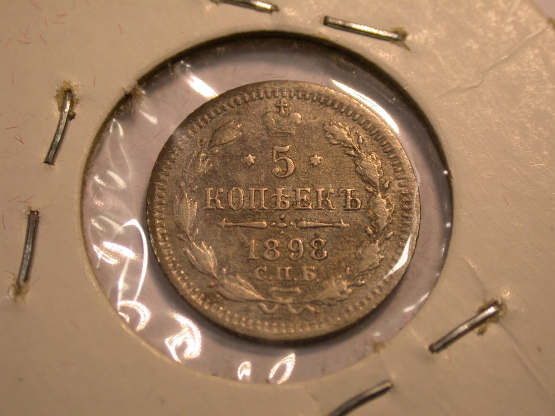  J04  Russland 5 Kopeken 1898 in ss  Originalbilder   