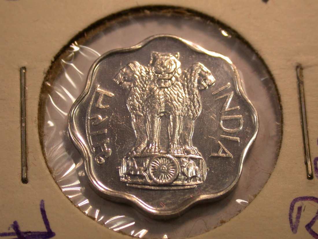  J04  Indien  2 Paise 1974 in Proof   R  Originalbilder   