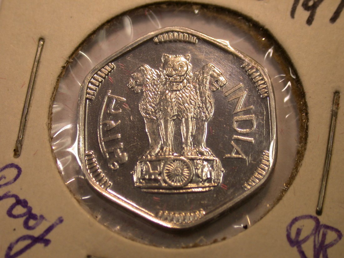  J04  Indien  3 Paise 1974 in Proof   R  Originalbilder   