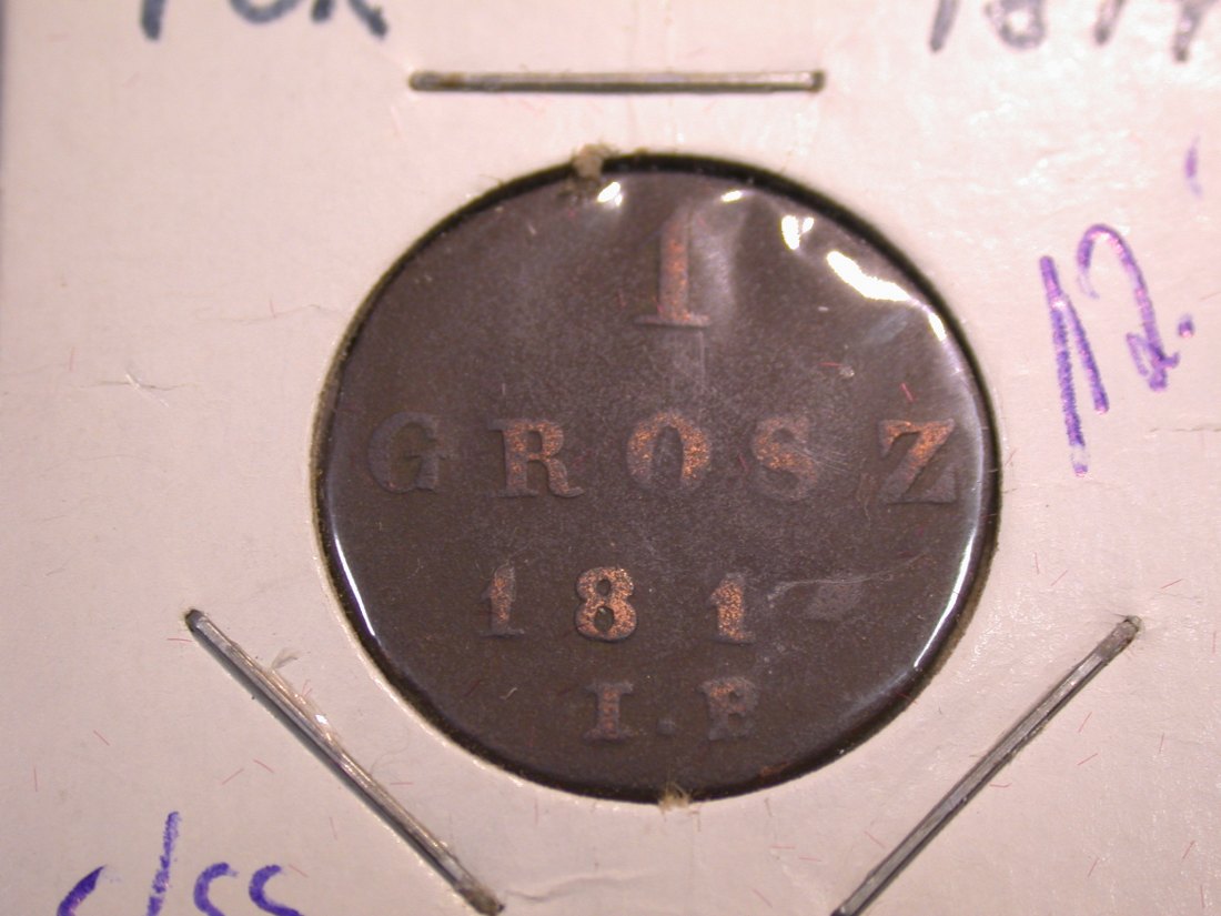  J04  Polen  1 Groschen Grosz  1814 in s/ss   Originalbilder   