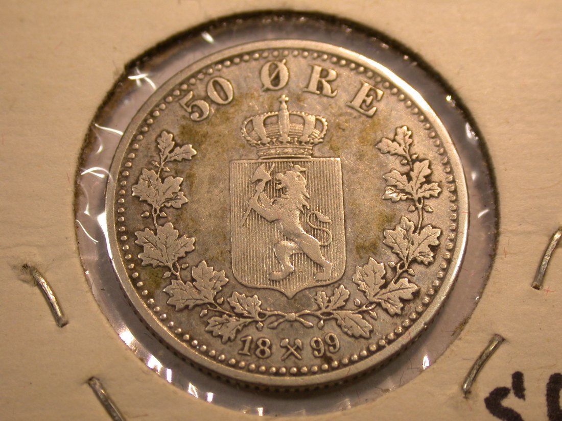 J04 Norwegen 50 Öre 1899 in ss+ Originalbilder