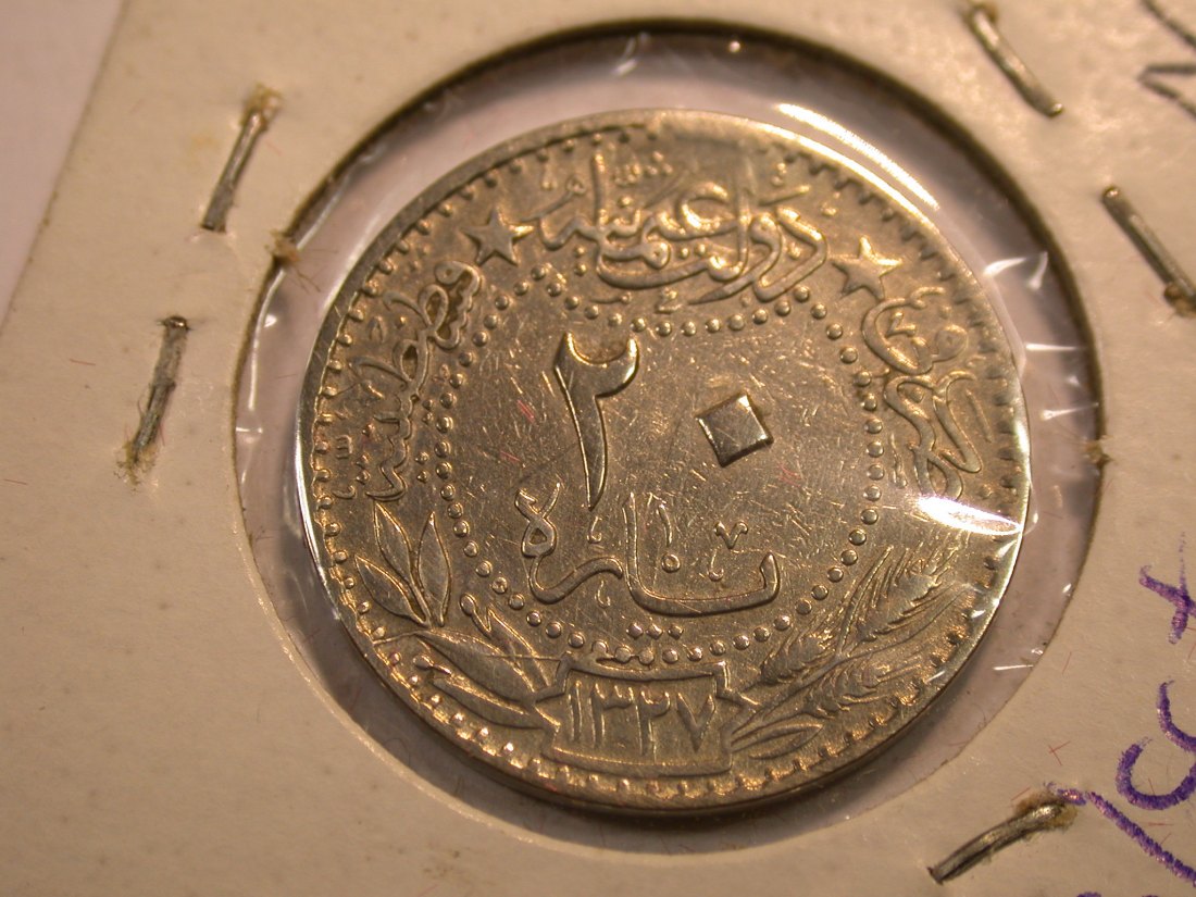  J04  Türkei  20 Para 1327/5 in ss/ss+    Originalbilder   