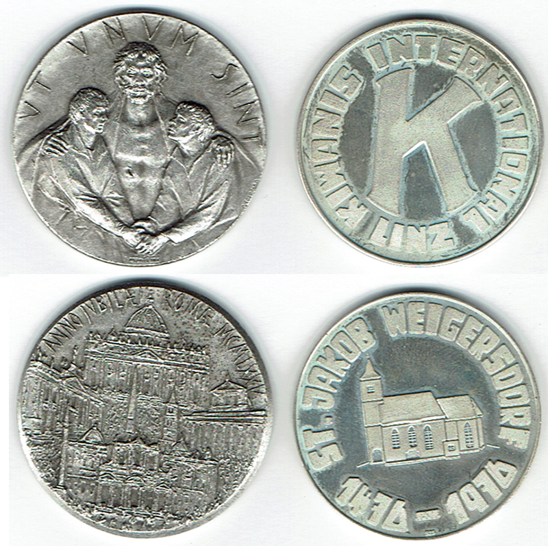  SZAIVERT EUROPA MEDAILLEN: VATIKAN 1975 HL. JAHR (AE VERSILBERT) KIWANIS LINZ SILBER 925   