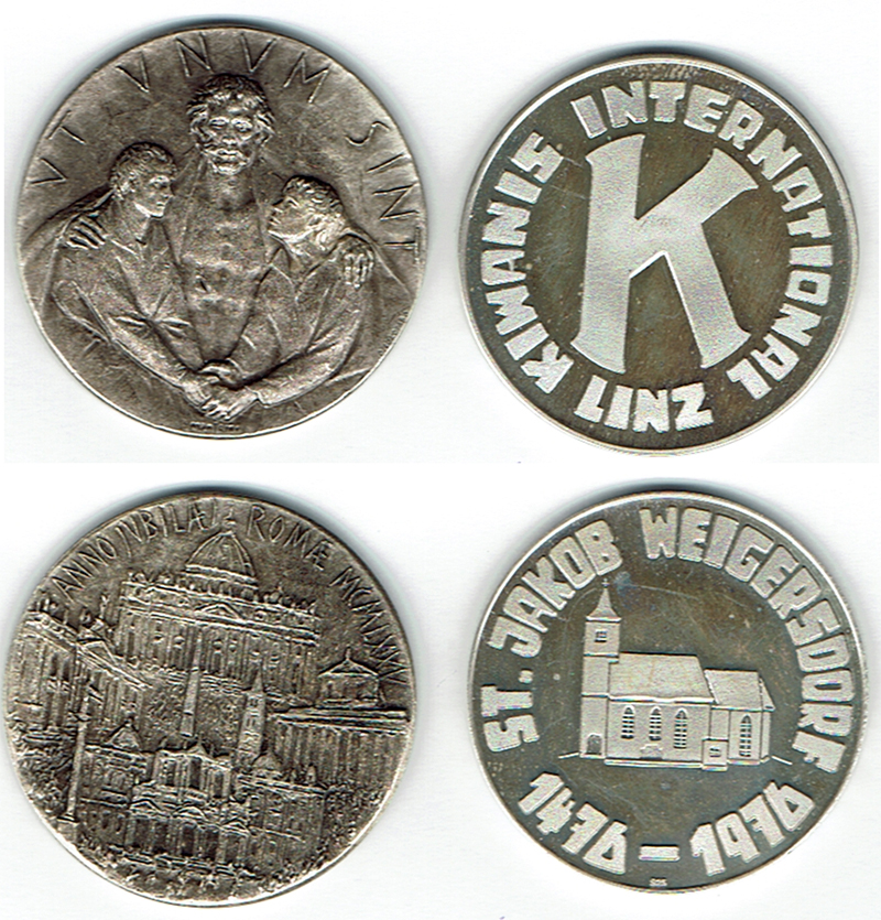 SZAIVERT EUROPA MEDAILLEN: VATIKAN 1975 HL. JAHR (AE VERSILBERT) KIWANIS LINZ SILBER 925   