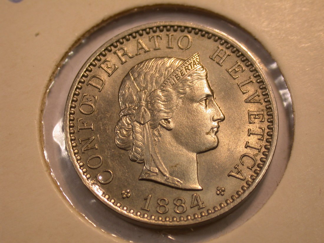 J22 Schweiz 20 Rappen 1884 in f.ST !! Originalbilder