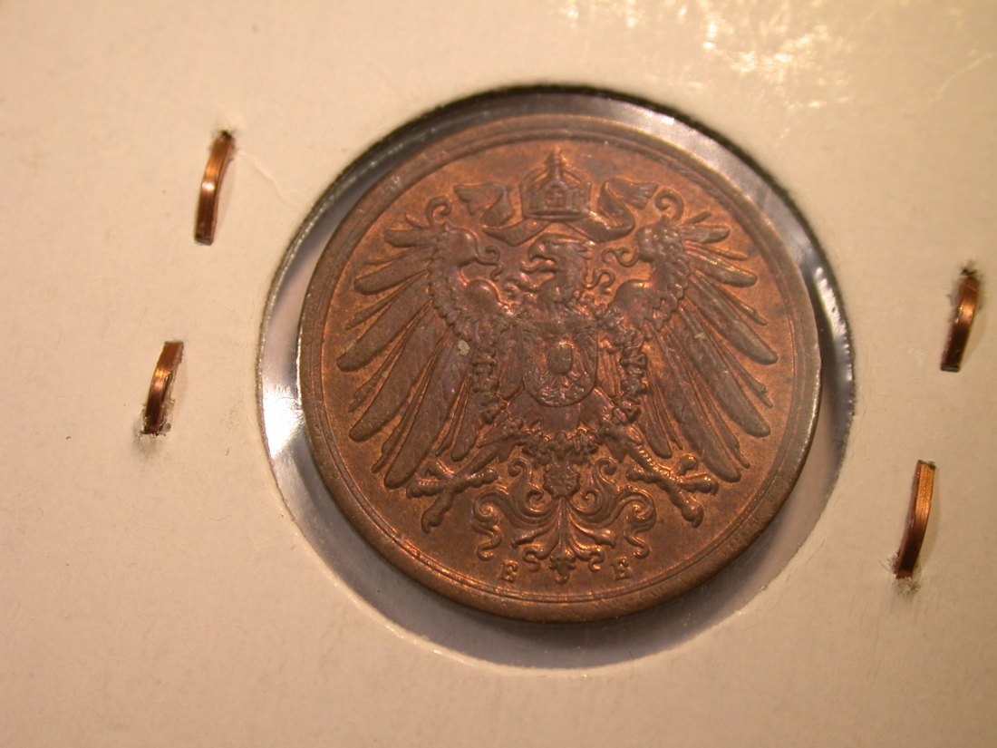  J22  KR  2 Pfennig  1908 E in f.st, Erstabschlag   !!!    Originalbilder   