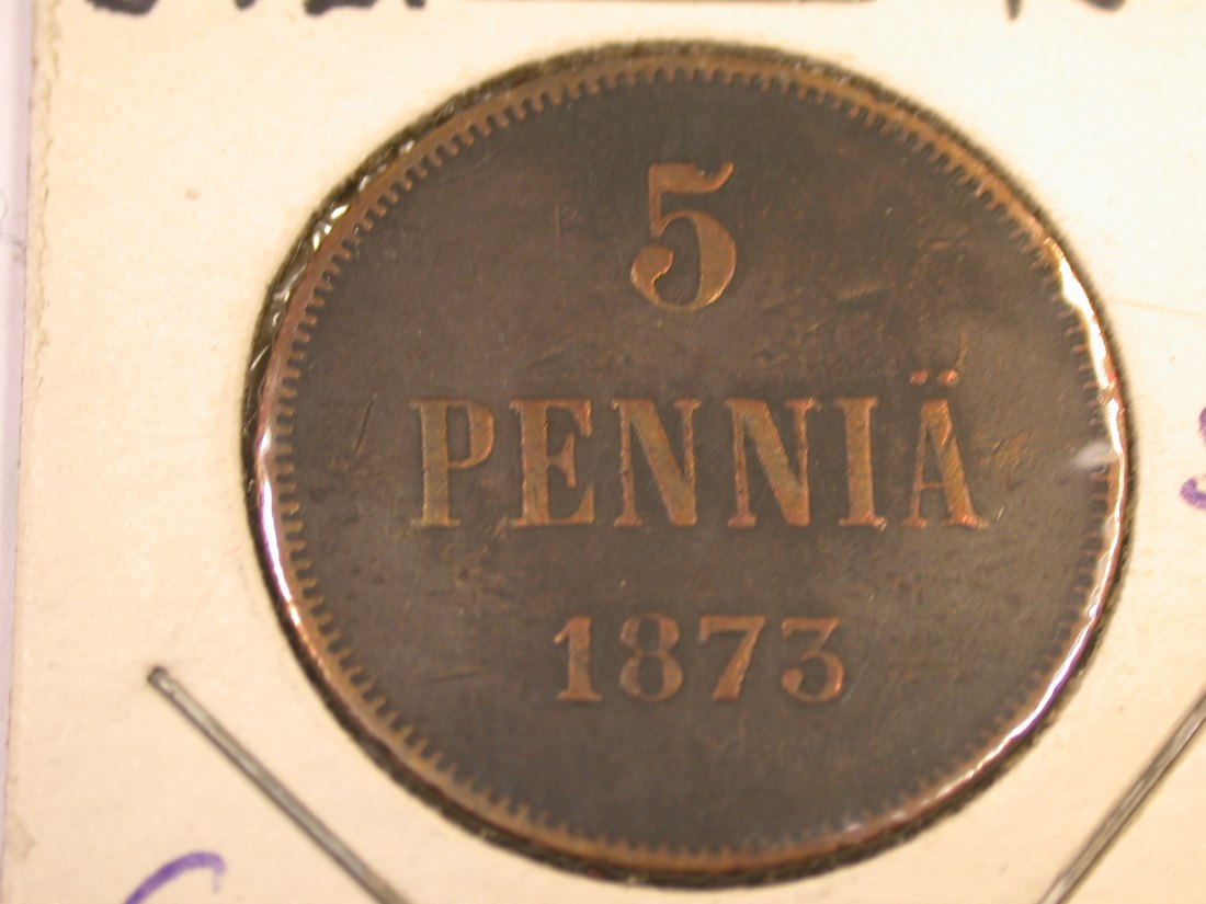 J23 Finnland unter Russland 5 Penniä 1873 in ss Originalbilder