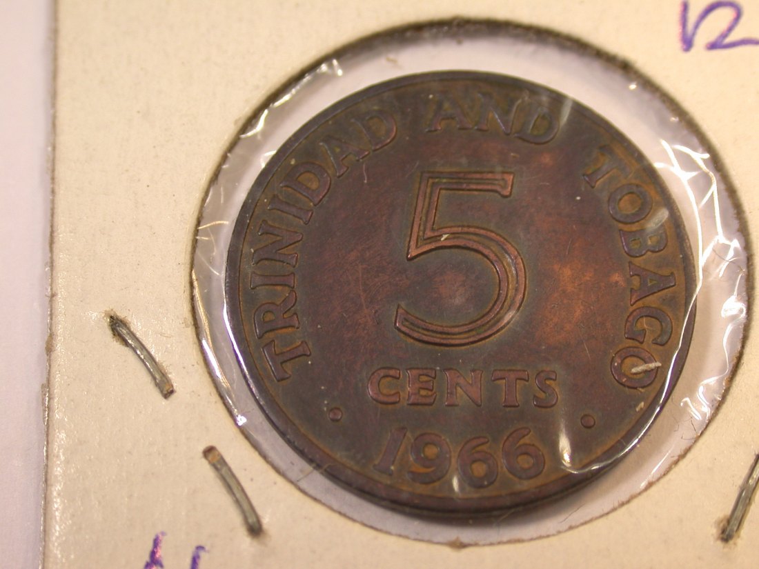 J23 Trinidad u. Tobago 5 Cent 1966 in vz+ Originalbilder