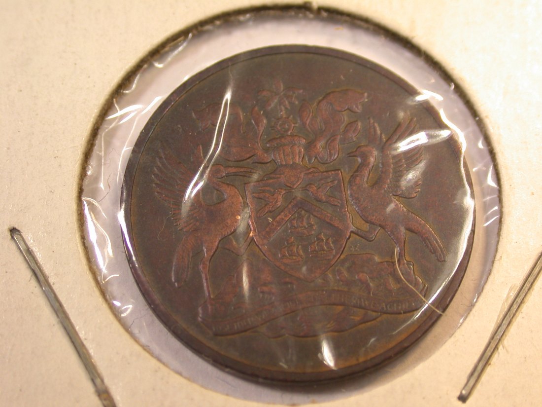  J23 Trinidad u. Tobago  5 Cent 1966 in vz+     Originalbilder   