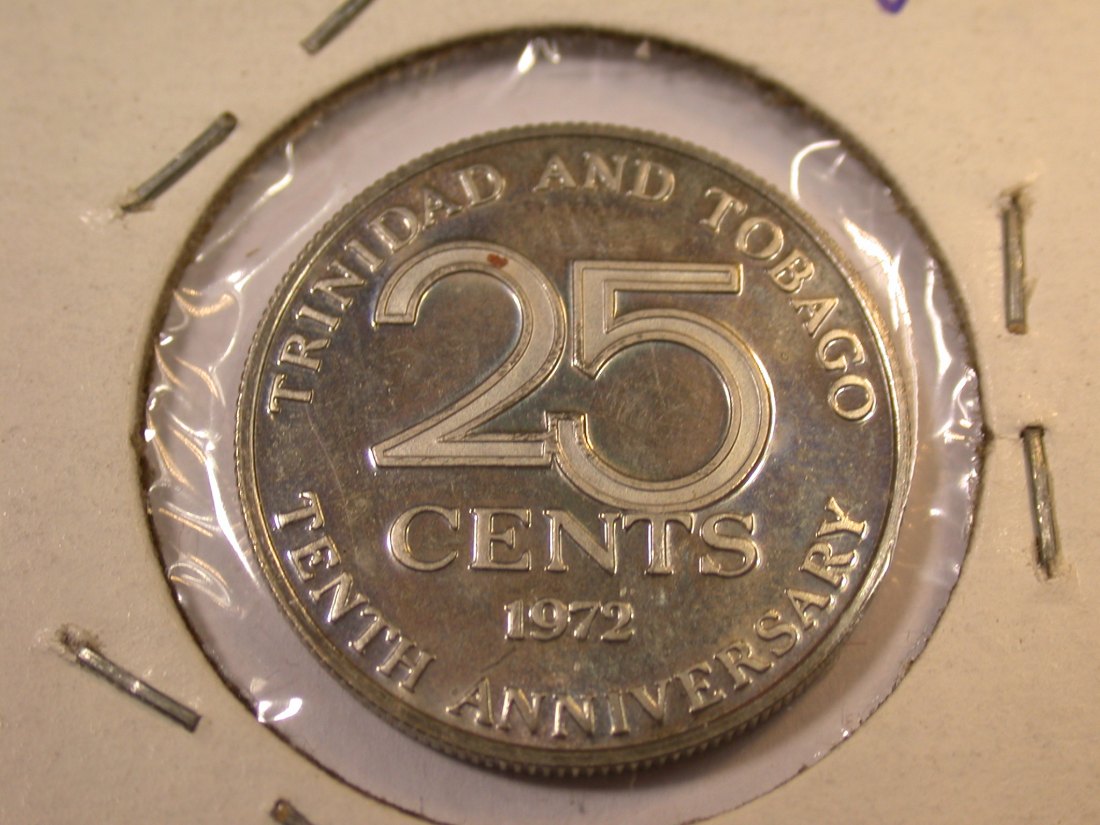 J23 Trinidad u. Tobago 25 Cents 1972 in PP Proof Originalbilder