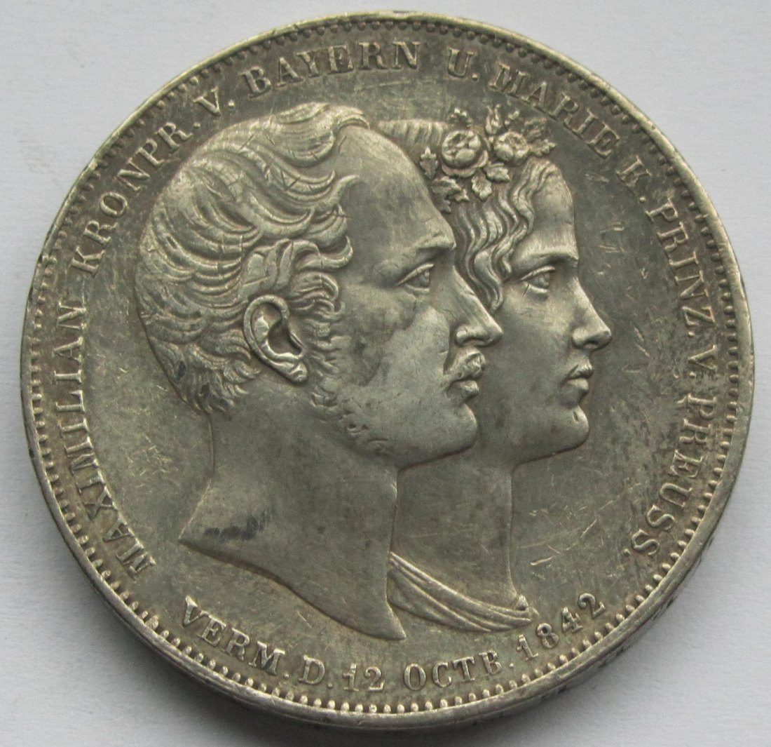  Bayern: 2 Taler Hochzeit 1842   