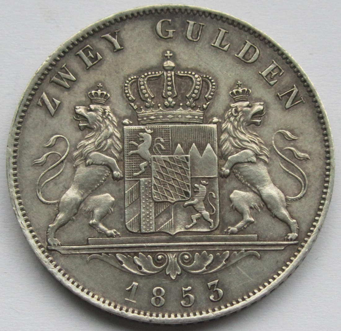  Bayern: 2 Gulden Maximilian II. 1853   