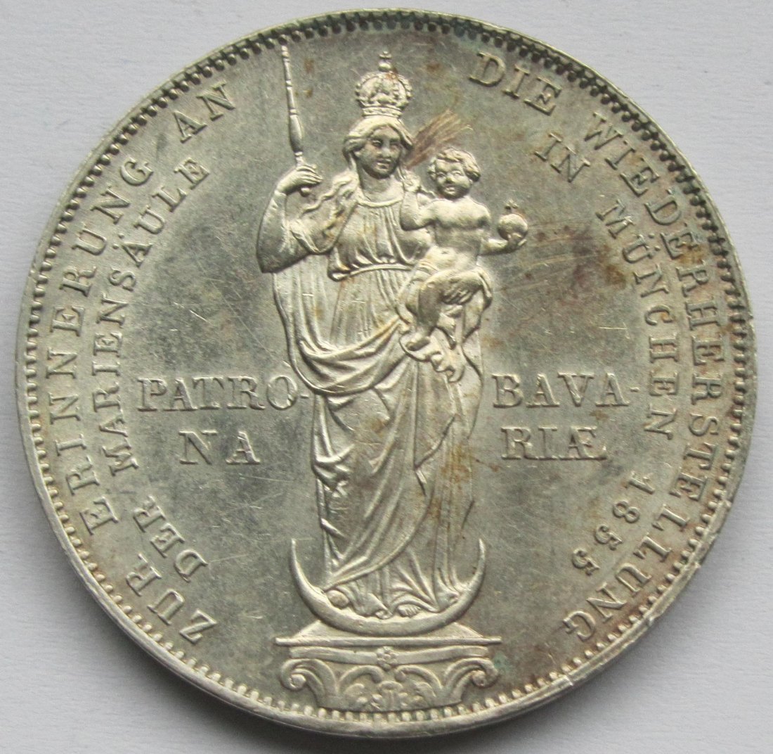  Bayern: 2 Gulden Mariensäule 1855   