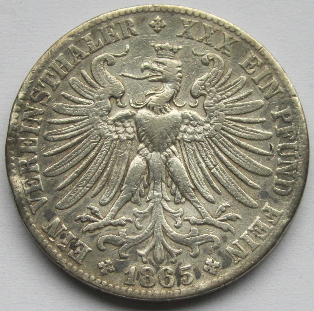  Frankfurt: 1 Taler 1865   