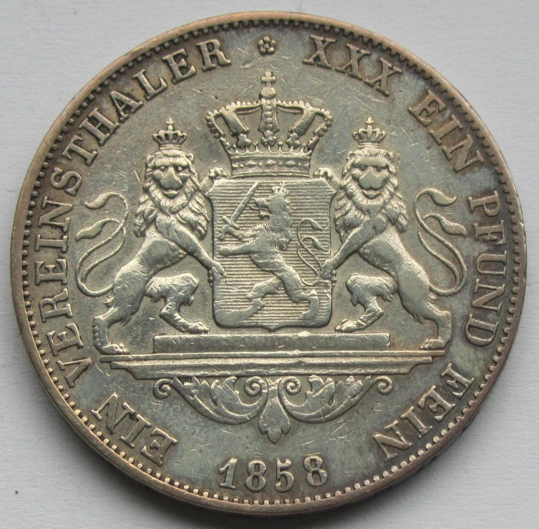  Hessen-Darmstadt: 1 Taler Ludwig III. 1858   