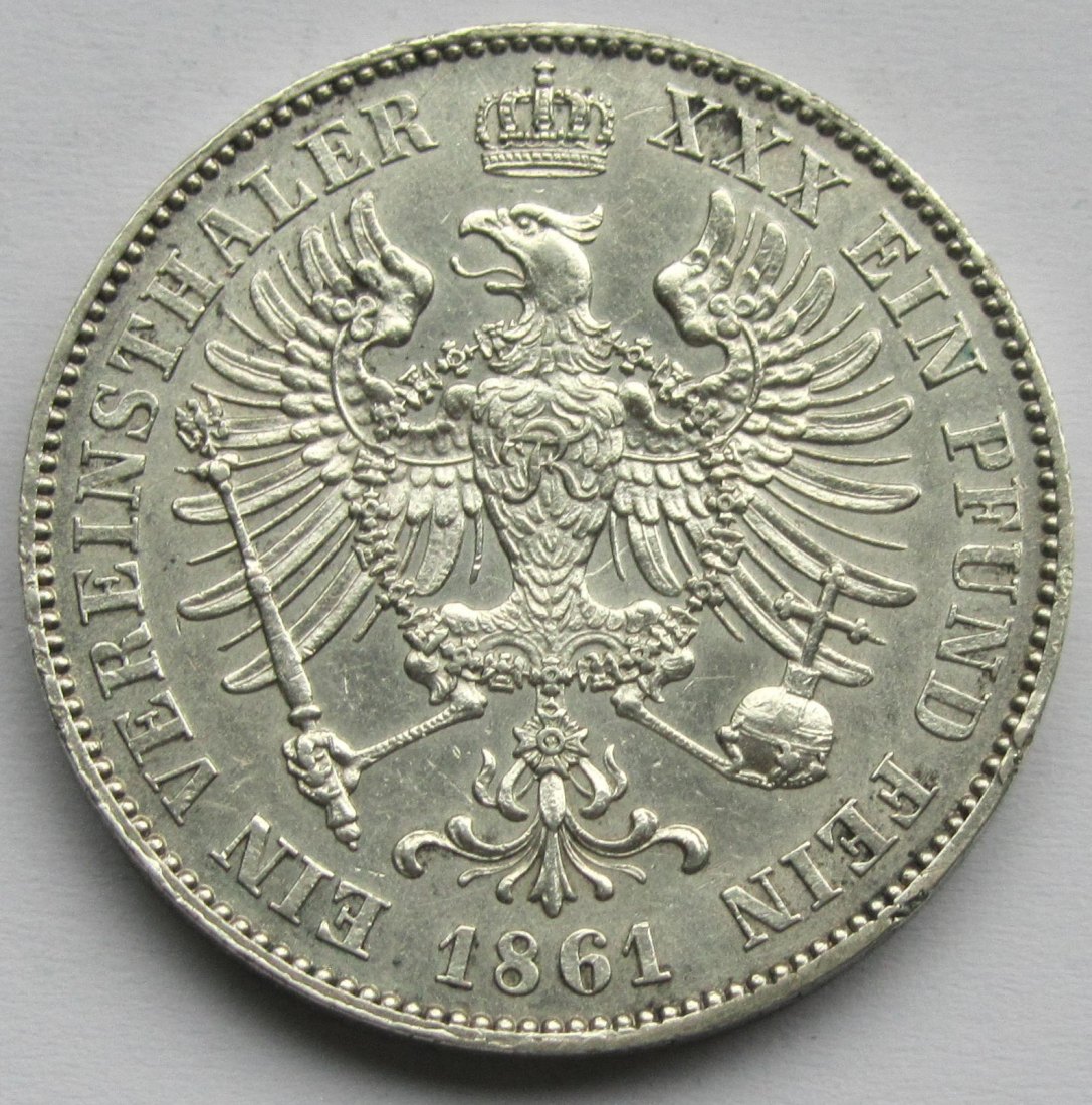  Preußen: 1 Taler Wilhelm 1861   