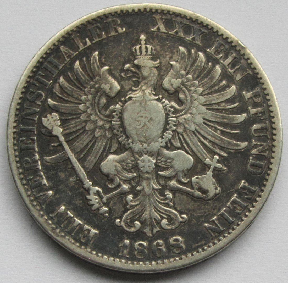  Preußen: 1 Taler Wilhelm 1868   
