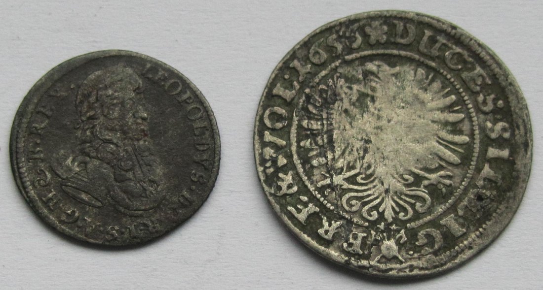  Schlesien: 1 Kreuzer 1697 + 3 Kreuzer 1656   
