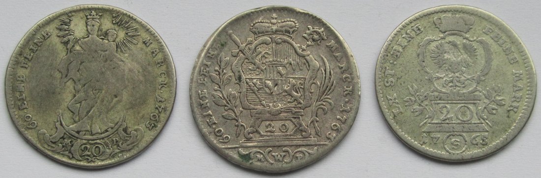  Würzburg/Brandenburg-Ansbach: 3 x 20 Kreuzer 1763 + 1763 + 1765   