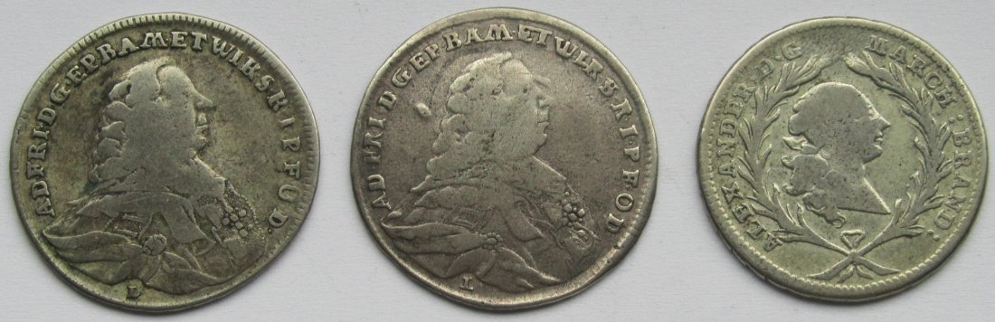  Würzburg/Brandenburg-Ansbach: 3 x 20 Kreuzer 1763 + 1763 + 1765   