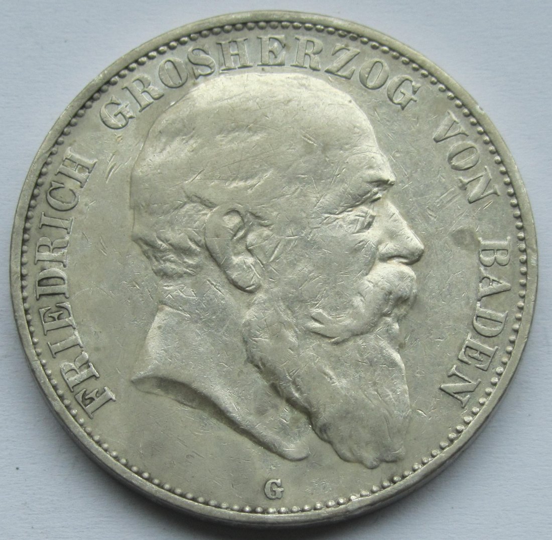 Kaiserreich: Baden, 5 Mark Friedrich I. (Jaeger 33), 1902   