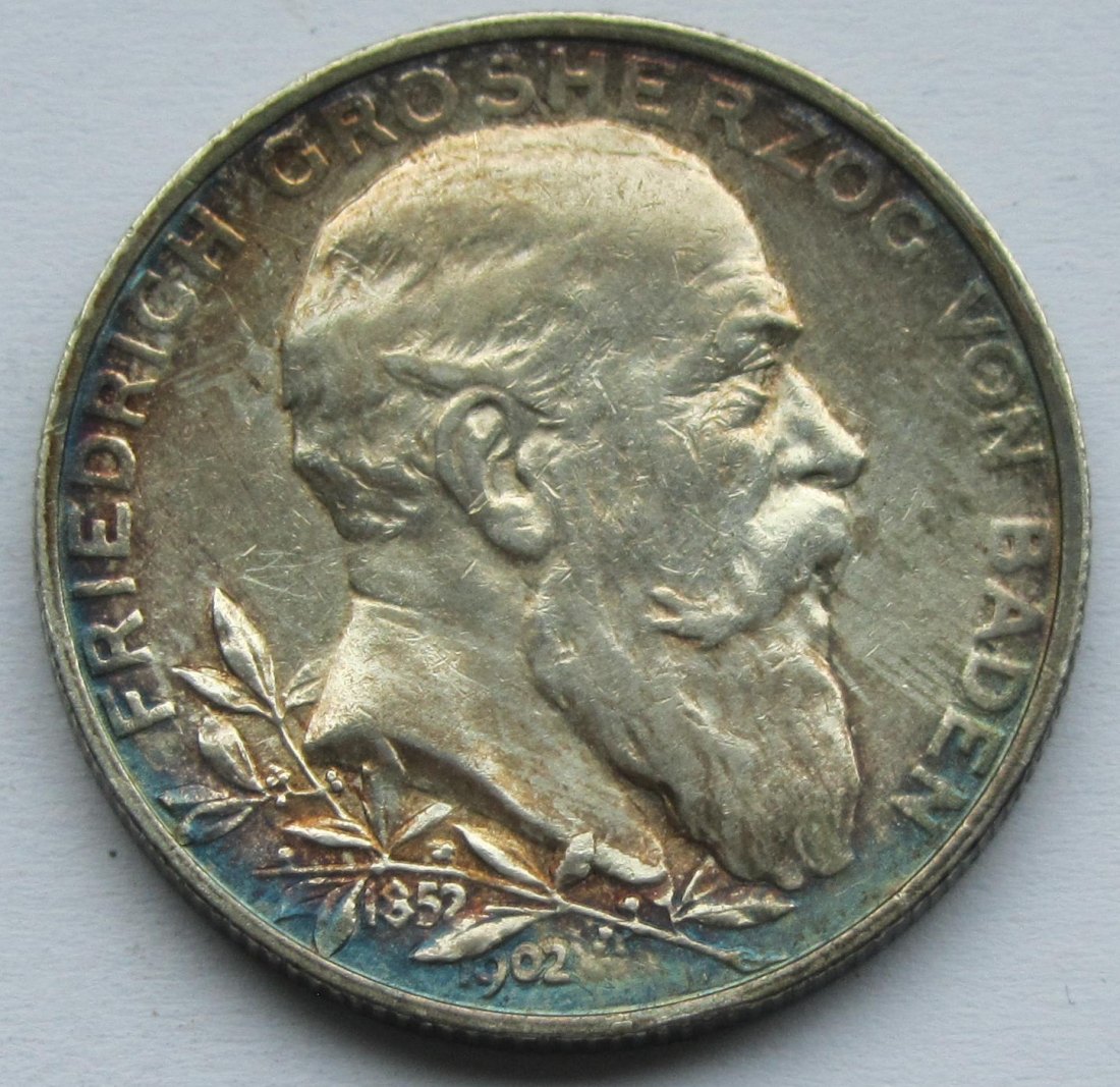 Kaiserreich: Baden, 2 Mark Thronjubiläum (Jaeger 30), 1902   