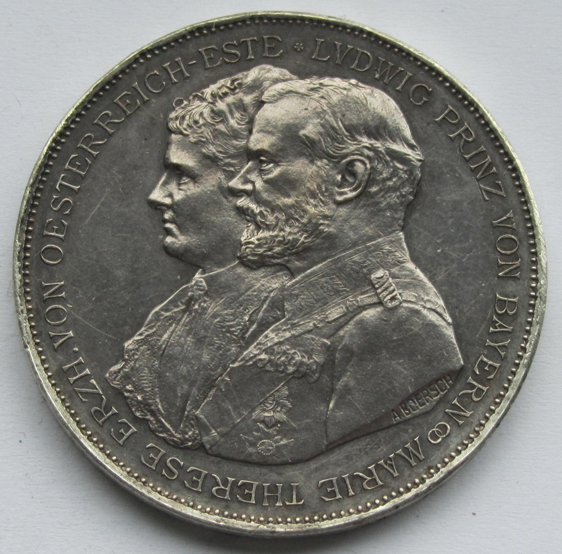  Kaiserreich: Bayern, große Silbermedaille auf die Silberne Hochzeit von 1893   