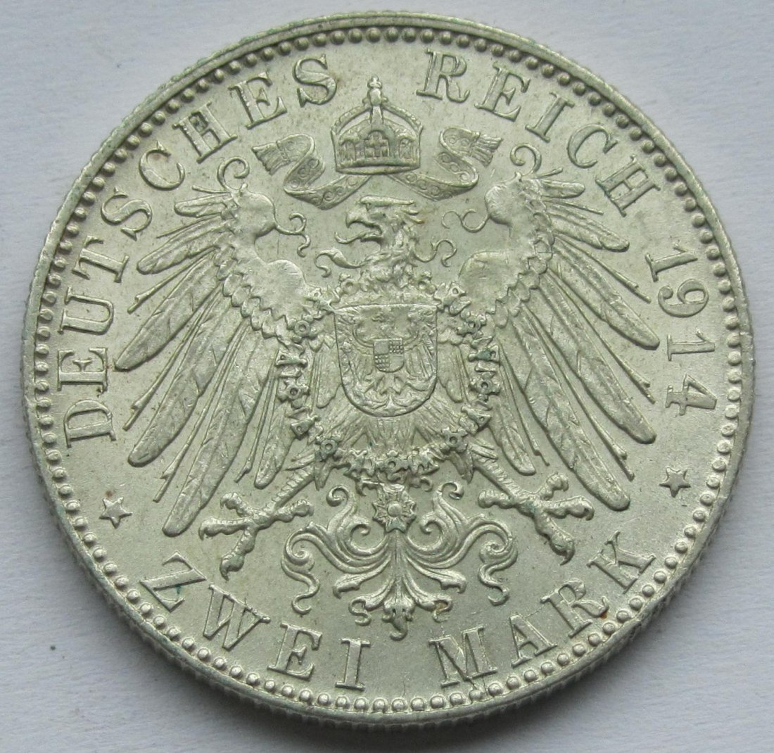  Kaiserreich: Bayern, 2 Mark Ludwig III. (Jaeger 51), 1914   