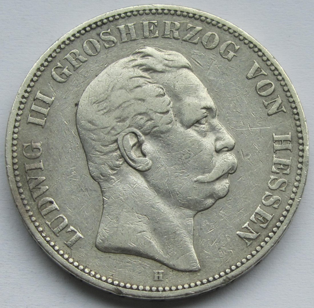  Kaiserreich: Hessen, 5 Mark Ludwig III. (Jaeger 67), 1876   